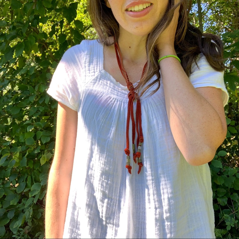 Vintage Suede Rawhide and Metal Necklace